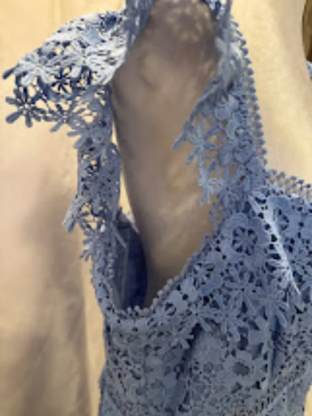 ASOS DESIGN Premium Lace Dress with Ruffle Detail in Blue - Size 14 - Picture 8 of 16